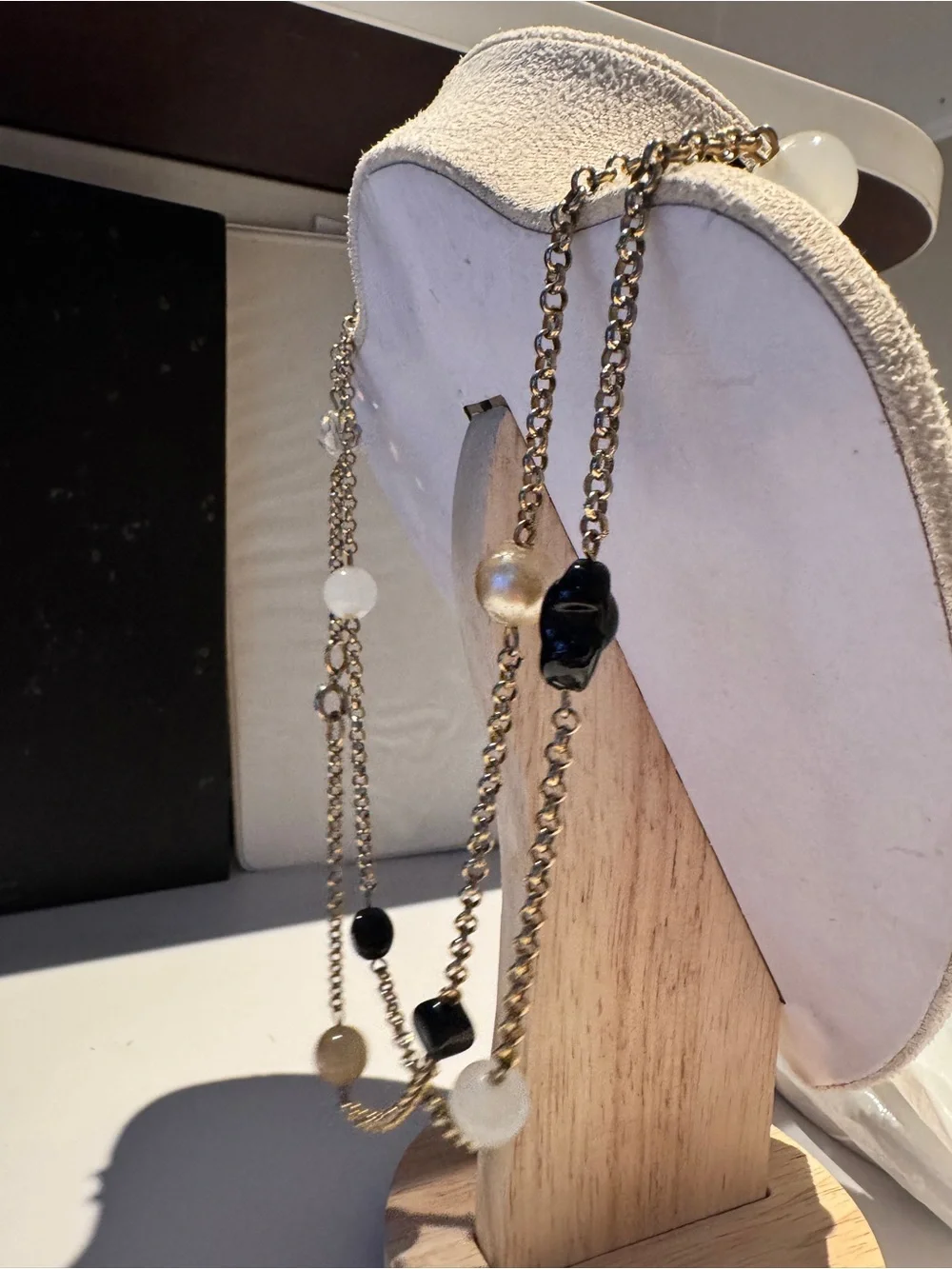 Multi-Strand Black and Gold Bead Necklace - Picture 10 of 13